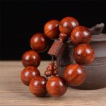 Buddha Stones Tibetan Small Leaf Red Sandalwood Relaxation Bracelet Bracelet BS 4