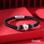 Buddha Stones 999 Sterling Silver 12 Constellations of the Zodiac Blessing Handmade String Bracelet Bracelet BS Gemini