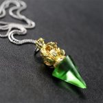 Buddha Stones Tibetan Dorje Vajra 4 Prong Lotus Liuli Crystal Strength Necklace Pendant Necklaces & Pendants BS 9