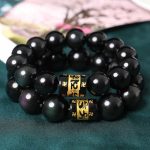 Buddha Stones Rainbow Obsidian Om Mani Padme Hum Swastika Positive Bracelet Bracelet BS 1