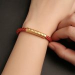 Buddha Stones Handmade 999 Sterling Silver Om Mani Padme Hum Protection Dragon Scale Braided Magnetic Buckle Bracelet Bracelet BS 2