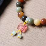 Buddha Stones Natural Multicolored Gradient Bodhi Seed Liuli Glass Charm Peace Bracelet Bracelet BS 5