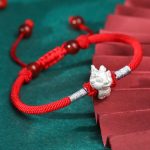 Buddha Stones 999 Sterling Silver Chinese Zodiac Luck Strength Red String Bracelet Bracelet BS Dragon(Bracelet Size 15.5cm+8cm)