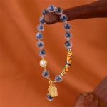 Buddha Stones Natural Blue Candy Agate Amulet Strength Bracelet Bracelet BS Candy Agate(Strength♥Confidence)