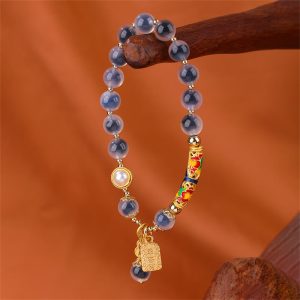 Buddha Stones Natural Blue Candy Agate Amulet Strength Bracelet Bracelet BS Candy Agate(Strength♥Confidence)