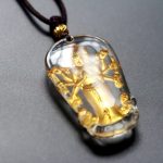 Buddha Stones Tibetan Eight-armed Avalokitesvara Guanyin Buddha Gold Plated Liuli Crystal Wealth Necklace Pendant Necklaces & Pendants BS 2