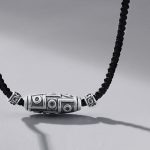 Buddha Stones 999 Sterling Silver Nine-Eye Dzi Bead Pattern Protection Rope Necklace Pendant Necklaces & Pendants BS 7
