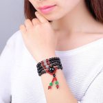 Buddha Stones 108 Beads Natural Black Obsidian Tiger Eye Mala Bracelet Mala Bracelet BS 16