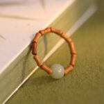 Buddha Stones Hetian Jade Beaded Bamboo Prosperity Luck Ring Ring BS 10