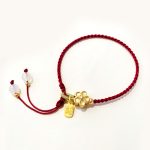 Buddha Stones Handmade Peach Blossom Rosette Bow Knot Fu Character Charm Luck Fortune Red Rope Bracelet Bracelet BS Peach Blossom(Wrist Circumference 14-17cm)
