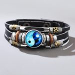 Buddha Stones Yin Yang Leather Balance Bracelet Bracelet BS 2