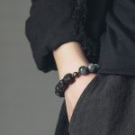 Buddha Stones Eagle's Eye Stone Ebony Wood Copper Confidence Couple Bracelet Bracelet BS 3