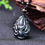 Buddha Stones Natural Rainbow Obsidian Nine Tailed Fox Inner Peace Necklace Beaded String Pendant Necklaces & Pendants BS Rainbow Obsidian(Love♥Positive)