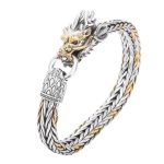 Buddha Stones 925 Sterling Silver Year Of The Dragon Auspicious Dragon Protection Metal Braided Design Bracelet Bracelet BS 6