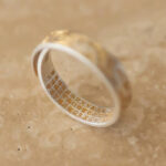 Buddha Stone 999 Sterling Silver Gold-Painted Joyful Flower Pattern Peaceful Heart Sutra Ring Ring BS 2