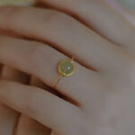 Buddha Stones 14K Gold Plated Round Jade Luck Prosperity Adjustable Ring Ring BS 7