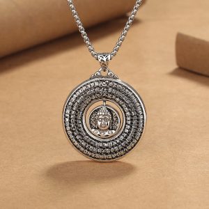 Buddha Stones Heart Sutra Buddha Carved Peace Buckle Design Serenity Rotatable Necklace Pendant Necklaces & Pendants BS Buddha Heart Sutra