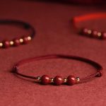 Buddha Stones Natural Lucky Cinnabar Bead Blessing String Bracelet Anklet Bracelet BS 15