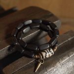 Buddha Stones Tibet Ebony Wood Dzi Bead Copper Balance Double Wrap Bracelet Bracelet BS 8