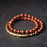 Buddha Stones Red Jasper Moss Agate Black Obsidian Crystal Copper Peace Couple Bracelet Bracelet BS 8