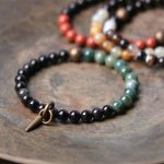 Buddha Stones Black Obsidian Sodalite Crystal Copper Strength Couple Bracelet Bracelet BS 11