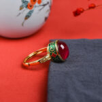 Buddha Stones 925 Sterling Silver Red Corundum Courage Ring Rings BS 10