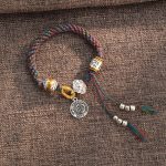 Buddha Stones Handmade Tibetan Om Mani Padme Hum Fu Character Luck Fortune Braided Bracelet Bracelet BS Red Green(Wrist Circumference 14-18cm)