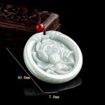 Buddha Stones Natural Jade Lotus Flower Carved Prosperity Necklace Pendant Necklaces & Pendants BS 9