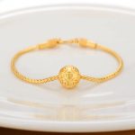 Buddha Stones Tibetan 18K Gold Om Mani Padme Hum Lucky Koi Fish Fu Character Ingot Copper Coin Peace Bracelet Bracelet BS Copper Coin