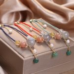Buddha Stones Moonstone Sunstone Beads Peace Buckle Charm Healing Bracelet Bracelet BS 26