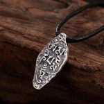 Buddha Stones Tibetan 925 Sterling Silver Om Mani Padme Hum Dorje Vajra Engraved Strength Necklace Pendant Necklaces & Pendants BS 15