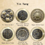 Buddha Stones Four Beasts Feng Shui Yin Yang Bagua Copper Coin Harmony Rotatable Decoration Decorations BS 8
