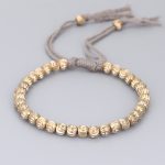 Buddha Stones Tibetan Handmade Copper Bead Luck String Bracelet Bracelet BS Gray(Wrist Circumference 14-26cm)