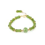 Buddha Stones Green Bamboo Pattern Liuli Crystal Moss Agate Wealth Chain Bracelet Bracelet BS 6
