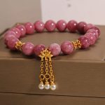 Buddha Stones Pink Tourmaline Lotus Flower Positive Bracelet Bracelet BS 5