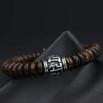 Buddha Stones Natural Tibetan Coconut Shell Om Mani Padme Hum Positive Bracelet Bracelet BS 11