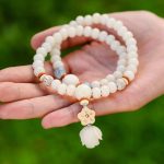 Buddha Stones Tibetan White Jade Bodhi Lotus Blessing Bracelet Bracelet BS 6
