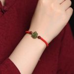 Year of the Rabbit Hetian Jade Bunny Cinnabar Beaded Abundance String Bracelet Bracelet BS 4