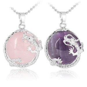 Buddha Stones Chinese Dragon Natural Quartz Crystal Healing Energy Necklace Pendant Necklaces & Pendants BS main