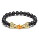 Buddha Stones White Turquoise Lava Rock Dragon Blessing Beaded Bracelet Bracelet BS 16
