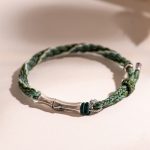 Buddha Stones 925 Sterling Silver Bamboo Reincarnation Knot Luck Protection String Bracelet Bracelet BS 11