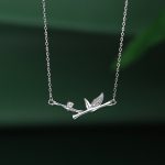 Buddha Stones Bamboo Leaf Design Copper Zircon Wealth Necklace Pendant Necklaces & Pendants BS 11