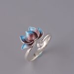 Buddha Stones 925 Sterling Silver Lotus Flower New Beginning Adjustable Ring Ring BS 1