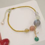 Buddha Stones Moonstone Sunstone Beads Peace Buckle Charm Healing Bracelet Bracelet BS Yellow Rope Moonstone(Wrist Circumference 14-17cm)