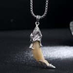 Buddha Stones Imitation Wolf Tooth Titanium Steel Balance Necklace Pendant Necklaces & Pendants BS Wolf Howl&Imitation Wolf Tooth