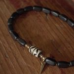 Buddha Stones Tibet Ebony Wood Dzi Bead Copper Balance Double Wrap Bracelet Bracelet BS 12