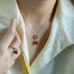Buddha Stones 925 Sterling Silver Plated Gold Cinnabar Red Agate Blessing Necklace Pendant Earrings Ring Set Bracelet Necklaces & Pendants BS 2