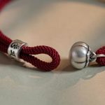 Buddha Stones 925 Sterling Silver Tibetan Handmade Om Mani Padme Hum Persimmon Charm Luck Protection Braided Bracelet Bracelet BS 9