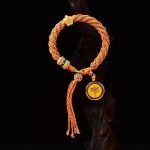 Buddha Stones Tibet Handmade Five God Of Wealth Luck Thangka Amulet Prayer Wheel Flower Charm Weave String Bracelet Bracelet BS Orange(Wrist Circumference 14-19cm)