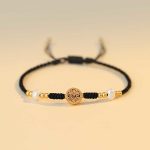 Buddha Stones Copper Coin Fortune Tree Luck Strength Braided Bracelet Bracelet BS Fortune Tree Black(Wrist Circumference 14-18cm)